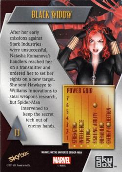 2021 SkyBox Metal Universe Marvel Spider-Man #13 Black Widow Back
