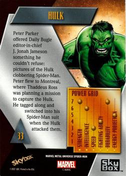 2021 SkyBox Metal Universe Marvel Spider-Man #33 Hulk Back