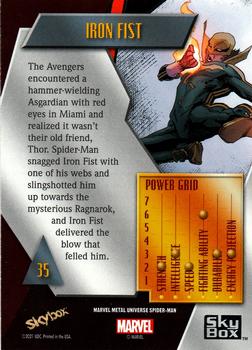 2021 SkyBox Metal Universe Marvel Spider-Man #35 Iron Fist Back