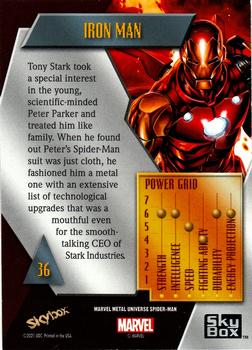 2021 SkyBox Metal Universe Marvel Spider-Man #36 Iron Man Back