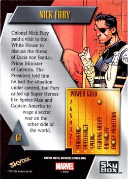 2021 SkyBox Metal Universe Marvel Spider-Man #61 Nick Fury Back