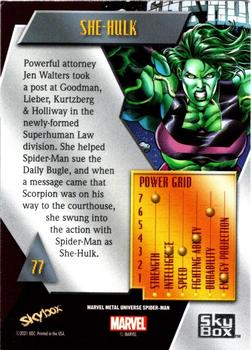 2021 SkyBox Metal Universe Marvel Spider-Man #77 She-Hulk Back