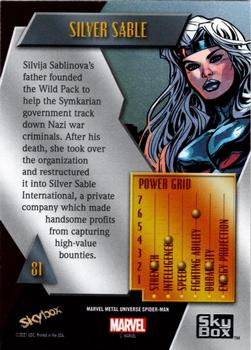2021 SkyBox Metal Universe Marvel Spider-Man #81 Silver Sable Back