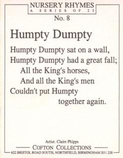 1992 Cofton Collections Nursery Rhymes #8 Humpty Dumpty Back