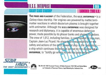 1992 Impel Star Trek: The Next Generation - Promos #00A U.S.S. Enterprise NCC-1701-D Back