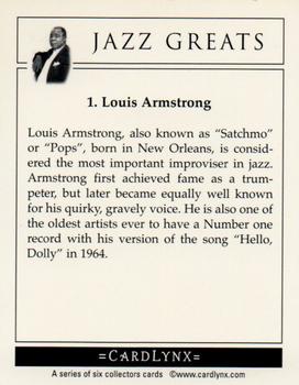 2005 Cardlynx Jazz Greats #1 Louis Armstrong Back