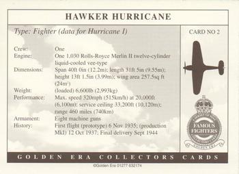 1997 Golden Era Famous Fighters #2 Hawker Hurricane Back