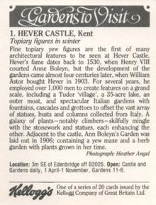1988 Kellogg's Gardens to Visit #1 Hever Castle, Kent Back