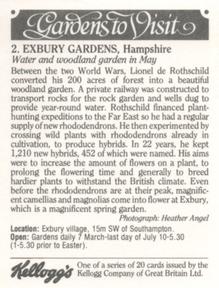 1988 Kellogg's Gardens to Visit #2 Exbury Gardens, Hampshire Back