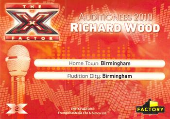 2010 Factory Entertainment The X Factor #02 Richard Wood Back