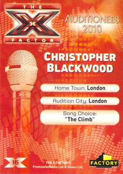 2010 Factory Entertainment The X Factor #15 Christopher Blackwood Back