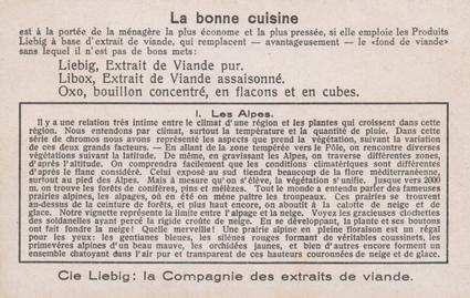 1933 Liebig Climat Et Vegetation (Climate and Vegetation)(French Text)(F1273, S1277) #1 Les Alpes Back
