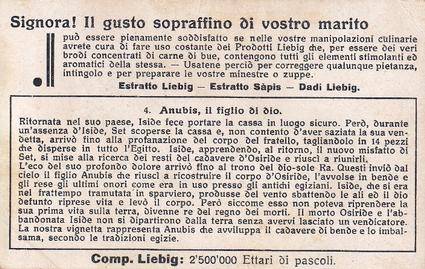 1933 Liebig Iside e Osiride (Isis and Osiris)(Italian Text)(F1276, S1280) #4 Anubis, figtio di dio Back