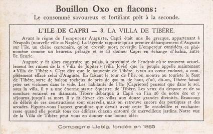 1934 Liebig Capri (French Text)(F1283, S1287) #3 La Villa de Tibere Back