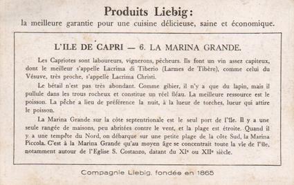 1934 Liebig Capri (French Text)(F1283, S1287) #6 La Marina Grande Back