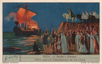 1934 Liebig Edda (Edda - Norse Saga)(Dutch Text)(F1290, S1291) #4 Baldur's Uitvaart Front