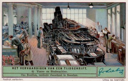 1934 Liebig Het Vervaardigen Van Een Tijdschrift (Making a Magazine) (Dutch Text) (F1299, S1294) #6 Vonw en Bindmachine Front