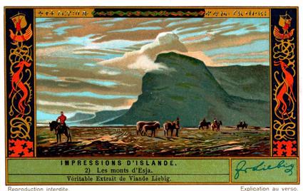 1934 Liebig Impressions D'Islande (Scenes from Iceland)(French Text)(F1294, S1295) #2 Les monts d'Esja Front