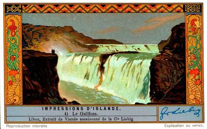 1934 Liebig Impressions D'Islande (Scenes from Iceland)(French Text)(F1294, S1295) #4 Le Gullfoss Front