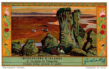 1934 Liebig Impressions D'Islande (Scenes from Iceland)(French Text)(F1294, S1295) #5 La plaine de Thingvalla Front