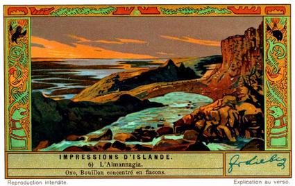 1934 Liebig Impressions D'Islande (Scenes from Iceland)(French Text)(F1294, S1295) #6 L'Almannagia Front