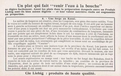 1934 Liebig La Vie Des Peuplades Congolaises (Life Among the Congolese)(French Text)(F1303, S1304) #4 Une forge au Kasai Back