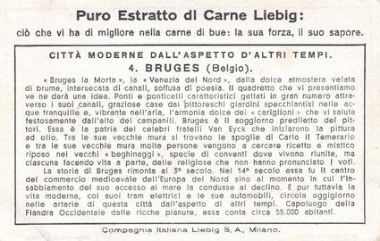 1935 Liebig Citta Moderne Dall'Aspetto D'Altri Tempi (Modern Cities with a Long History)(Italian Text)(F1309, S1311) #4 Bruges Back