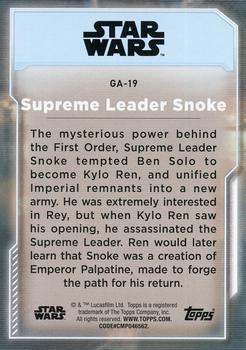 2021 Topps Star Wars: Battle Plans - Galactic Adversaries #GA-19 Supreme Leader Snoke Back