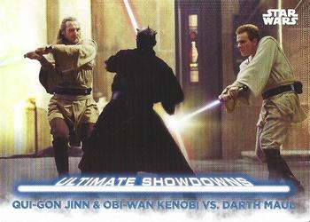 2021 Topps Star Wars: Battle Plans - Ultimate Showdowns #US-2 Qui-Gon Jinn & Obi-Wan Kenobi vs. Darth Maul Front