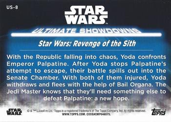 2021 Topps Star Wars: Battle Plans - Ultimate Showdowns #US-8 Yoda vs. Emperor Palpatine Back