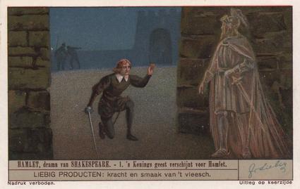 1936 Liebig Hamlet, drama van Shakespeare (Shakespeare's Hamlet)(Dutch Text)(F1322, S1327) #1 's Konings geest verschijnt voor Hamlet Front