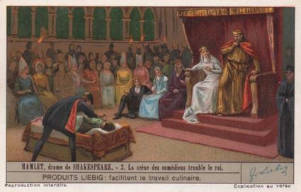 1936 Liebig Hamlet, drame de Shakespeare (Shakespeare's Hamlet)(French Text)(F1322, S1327) #3 La scene des comediens trouble le roi Front