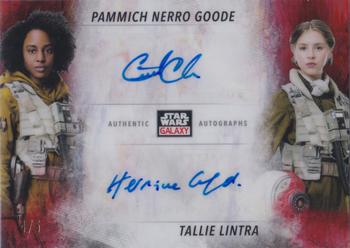2021 Topps Chrome Star Wars Galaxy - Dual Autographs Red #DA-CC Hermione Corfield / Crystal Clarke Front