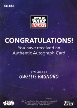 2021 Topps Chrome Star Wars Galaxy - Galaxy Autograph Blue #GA-ASG Arti Shah Back