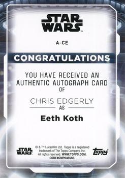 2021 Topps Star Wars: Battle Plans - Autographs #A-CE Chris Edgerly Back