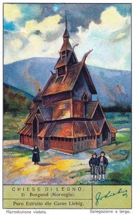 1937 Liebig Chiese Di Legno (Wooden Churches)(F1348, S1331) #2 Borgund (Norvegia) Front