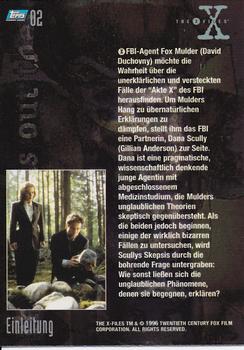 1996 Topps The X-Files Season One (German) #2 Einleitung Back