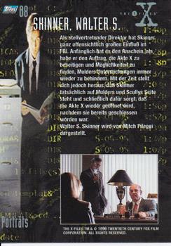 1996 Topps The X-Files Season One (German) #8 Skinner, Walter S. Back