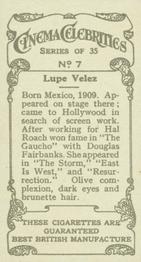 1936 R. & J. Hill Cinema Celebrities #7 Lupe Velez Back