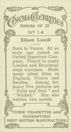 1936 R. & J. Hill Cinema Celebrities #14 Elissa Landi Back