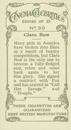 1936 R. & J. Hill Cinema Celebrities #30 Clara Bow Back