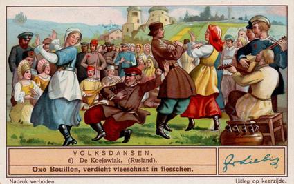 1936 Liebig Volksdansen VII (Folk Dances VII) (Dutch Text) (F1328, S1333) #6 De Koejawiak (Rusland) Front