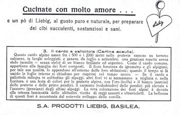 1936 Liebig Fiori Delle Alpi (Alpine Flowers)(Italian Text)(F1349, S1335) #3 Il cardo a pallottoia Back