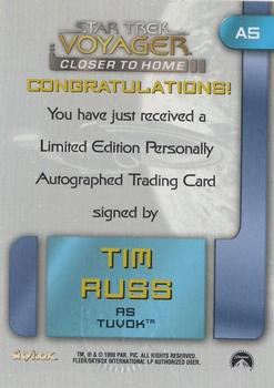 1999 SkyBox Star Trek Voyager: Closer to Home - Autographs #A5 Tim Russ Back