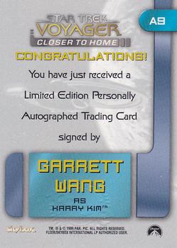 1999 SkyBox Star Trek Voyager: Closer to Home - Autographs #A9 Garrett Wang Back