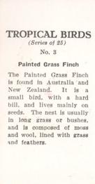 1960 Tropical Birds #3 Painted Grass Finch Back