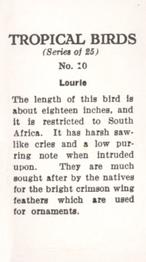 1960 Tropical Birds #10 Lourie Back