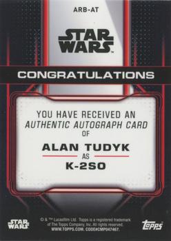 2021 Topps Chrome Star Wars Legacy - Age of Rebellion Autographs #ARB-AT Alan Tudyk Back
