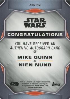 2021 Topps Chrome Star Wars Legacy - Age of Resistance Autographs #ARS-MQ Mike Quinn Back