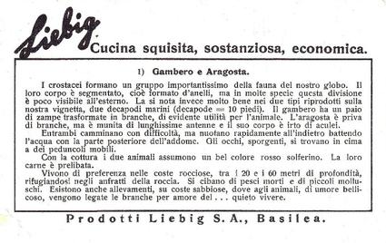 1938 Liebig I Crostacei (Crustaceans)(Italian Text)(F1392, S1373) #1 Gambero e Aragosta Back